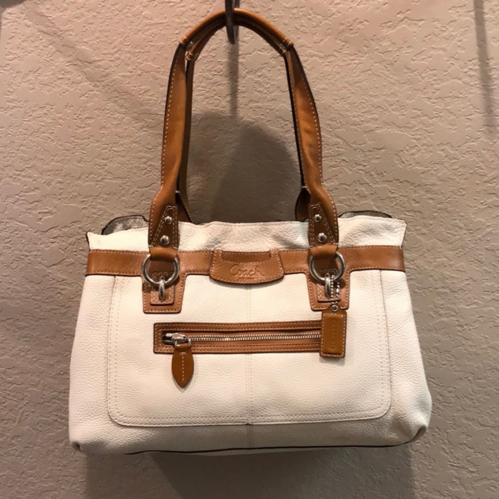 Coach NWOT Cream & Tan Satchel